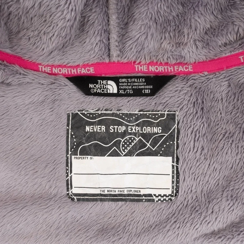 The North Face Fleece Hoodie Jacket Girl's Extra Large Silver